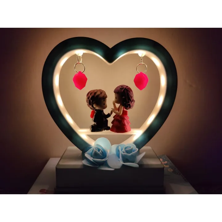 URVI Creation Battery Operated Couple Showpiece Best Valentines Day Gift for Girlfriend Boyfriend Wife Husband